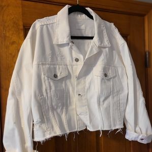 Boyish Cropped White Denim Jacket